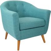 Rockwell Chair in Tufted Teal Fabric & Wood